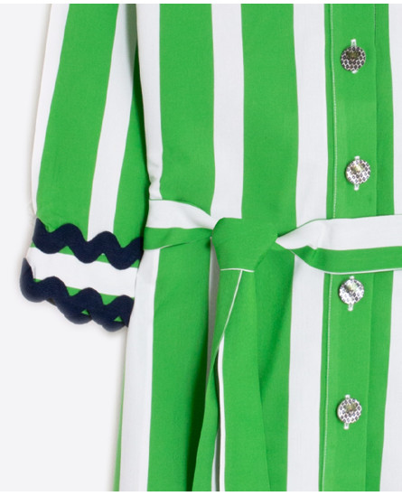 Green Striped Shirt Dress