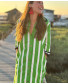 Green Striped Shirt Dress