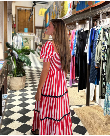 Red Striped Long Dress