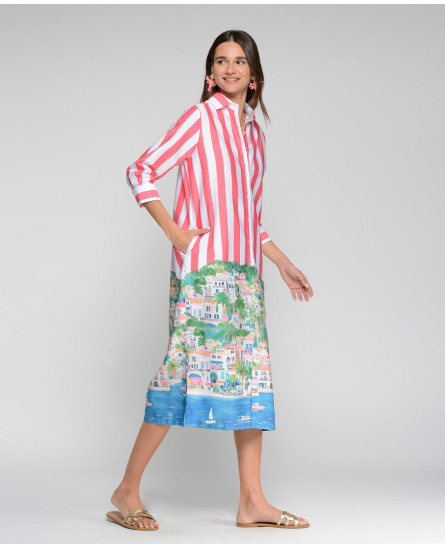Coastel Printe Shirt Dress