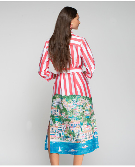Coastel Printe Shirt Dress