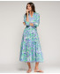Green & Blue Tropical Print Dress