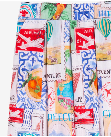 Travel Stamp Printed Shirt + Skirt