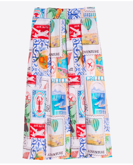 Travel Stamp Printed Shirt + Skirt