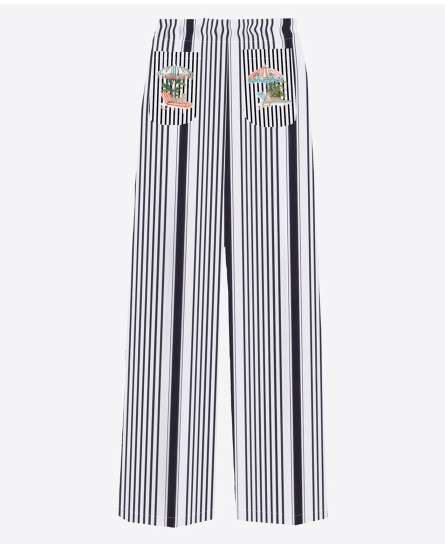 Black Striped Shirt + Striped Palazzo Pant