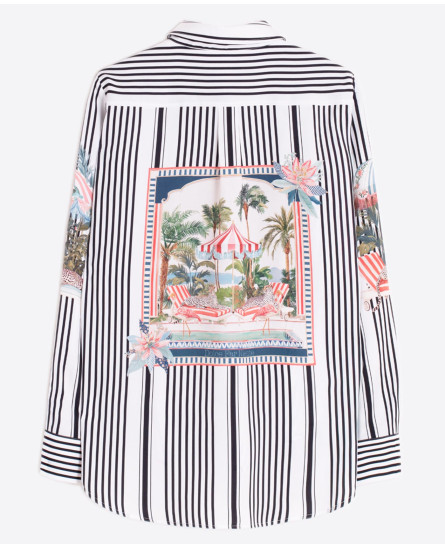 Black Striped Shirt + Striped Palazzo Pant
