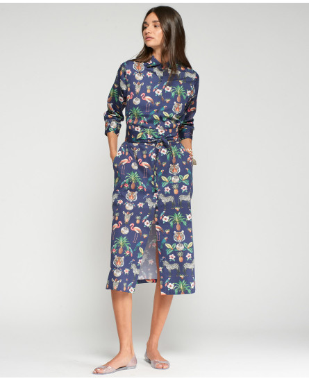 Jungle Print Shirt Dress