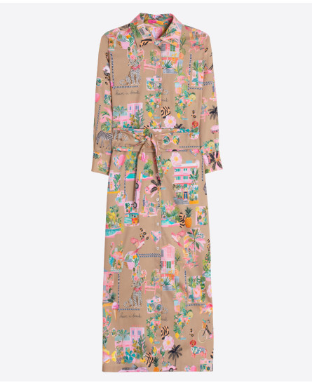 California Printed Shirt Dress
