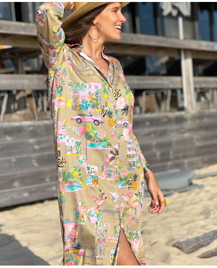 California Printed Shirt Dress