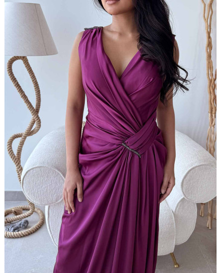 Slit Evening Magenta Dress