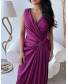 Slit Evening Magenta Dress