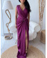 Slit Evening Magenta Dress