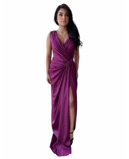 Slit Evening Magenta Dress