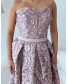 Off Shoulder Tube Fit V-Cut Brocade Gown - Lilac