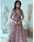 Deep V Neck Dress with Sequin work