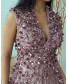 Deep V Neck Dress with Sequin work
