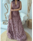 Deep V Neck Dress with Sequin work