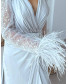 Draped Shoulder Sleeve Beaded White