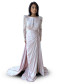 Draped Shoulder Sleeve Beaded Evening Rose Dress