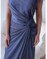 Shoulder Feathers Gown Dress - Teal