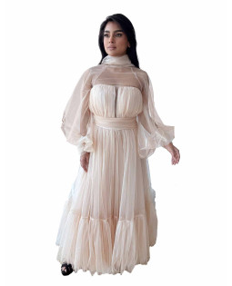 Frill Gown - Beige