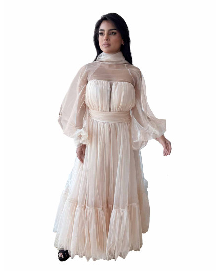 Frill Gown - Beige