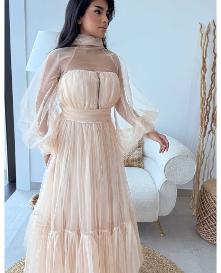 Frill Gown - Beige