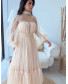 Frill Gown - Beige