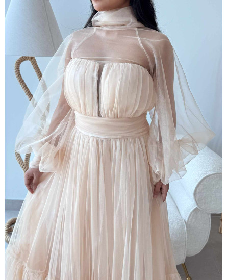 Frill Gown - Beige