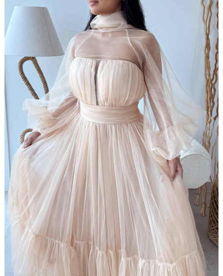 Frill Gown - Beige
