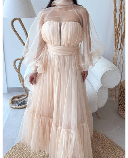 Frill Gown - Beige