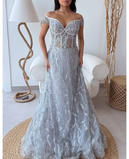 Sequin Embellished Embroidery Tulle Dress