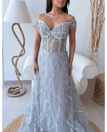 Sequin Embellished Embroidery Tulle Dress