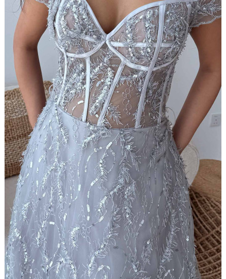 Sequin Embellished Embroidery Tulle Dress