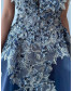 Crepe Dress with Lace Patch work gown - Blue