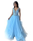 Elegant Deep V-Neck Sleeveless Mesh Long Dress