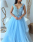 Elegant Deep V-Neck Sleeveless Mesh Long Dress