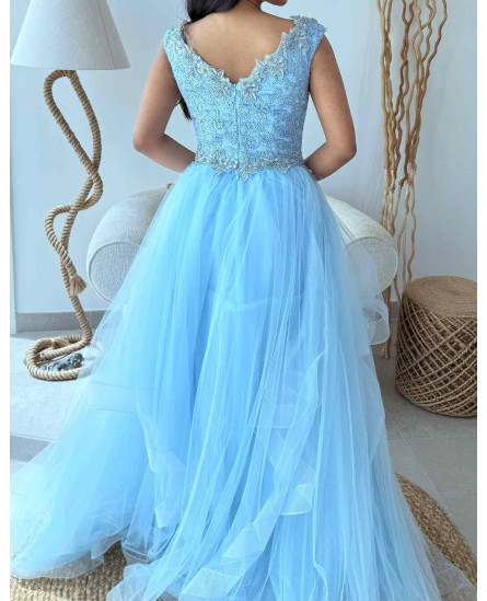 Elegant Deep V-Neck Sleeveless Mesh Long Dress