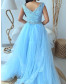 Elegant Deep V-Neck Sleeveless Mesh Long Dress