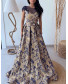 Vintage Blossom Jacquard Evening Dress - Navy