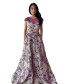 Vintage Blossom Jacquard Evening Dress - Voilet