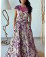 Vintage Blossom Jacquard Evening Dress - Voilet