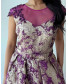 Vintage Blossom Jacquard Evening Dress - Voilet
