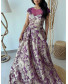 Vintage Blossom Jacquard Evening Dress - Voilet