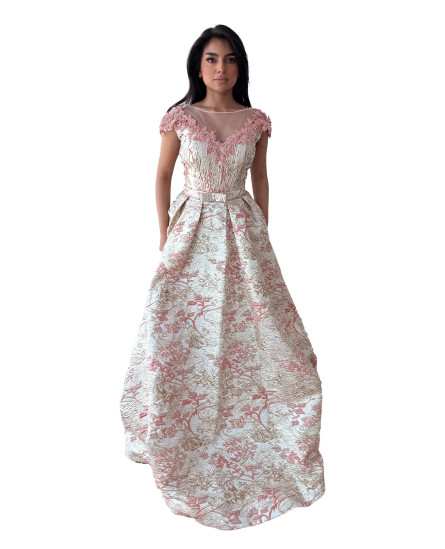 Off Shoulder Floral Dress - Rose