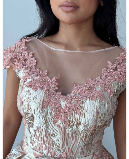 Off Shoulder Floral Dress - Rose