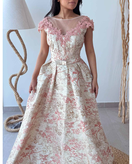 Off Shoulder Floral Dress - Rose