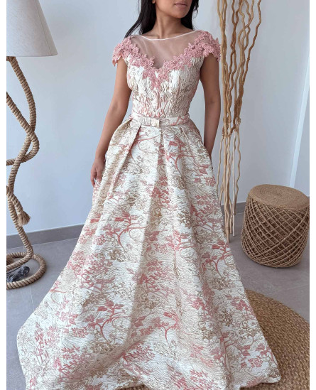 Off Shoulder Floral Dress - Rose