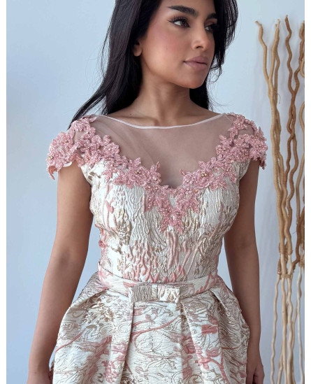 Off Shoulder Floral Dress - Rose
