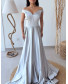 Ice Blue Gown with Pocket Stone Work